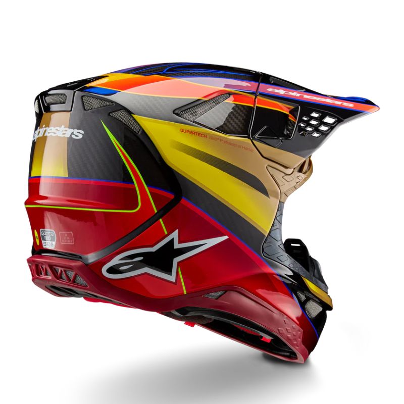 CASCO ALPINESTAR SUPERTECH S-M10 ERA GOLD YELLOW RIO RED GLOSSY