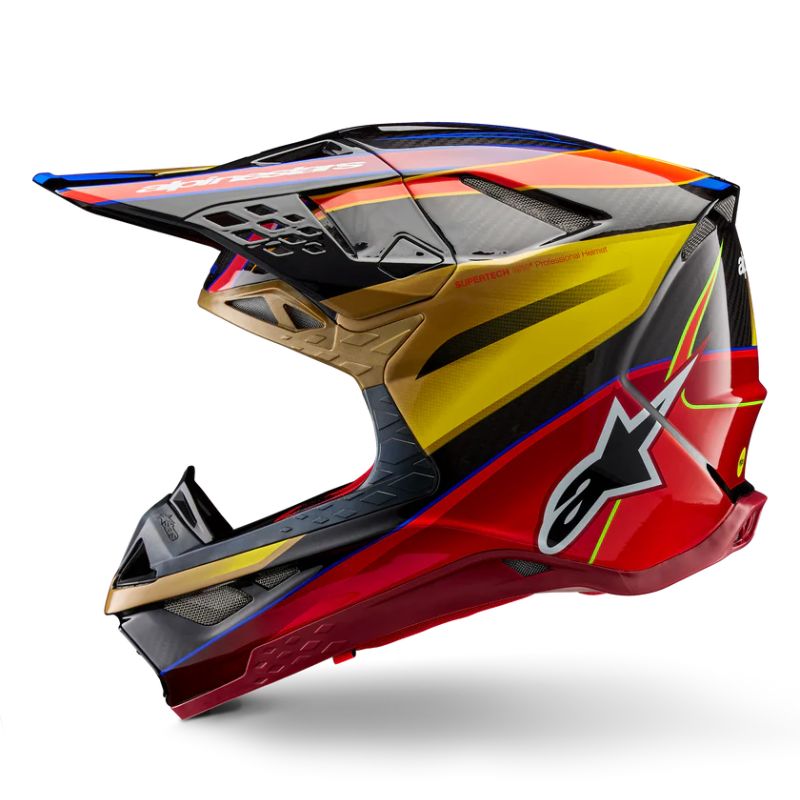 CASCO ALPINESTAR SUPERTECH S-M10 ERA GOLD YELLOW RIO RED GLOSSY