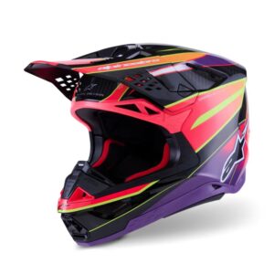 CASCO ALPINESTAR SUPERTECH S-M10 ERA PINK VIOLET YELLOW FLUO GLOSSY