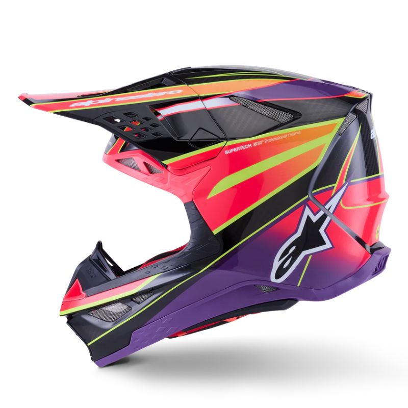 CASCO ALPINESTAR SUPERTECH S-M10 ERA PINK VIOLET YELLOW FLUO GLOSSY