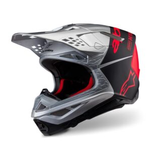 CASCO ALPINESTAR SUPERTECH S-M10 FLOOD SILVER BLACK ORANGE FLUO M&G