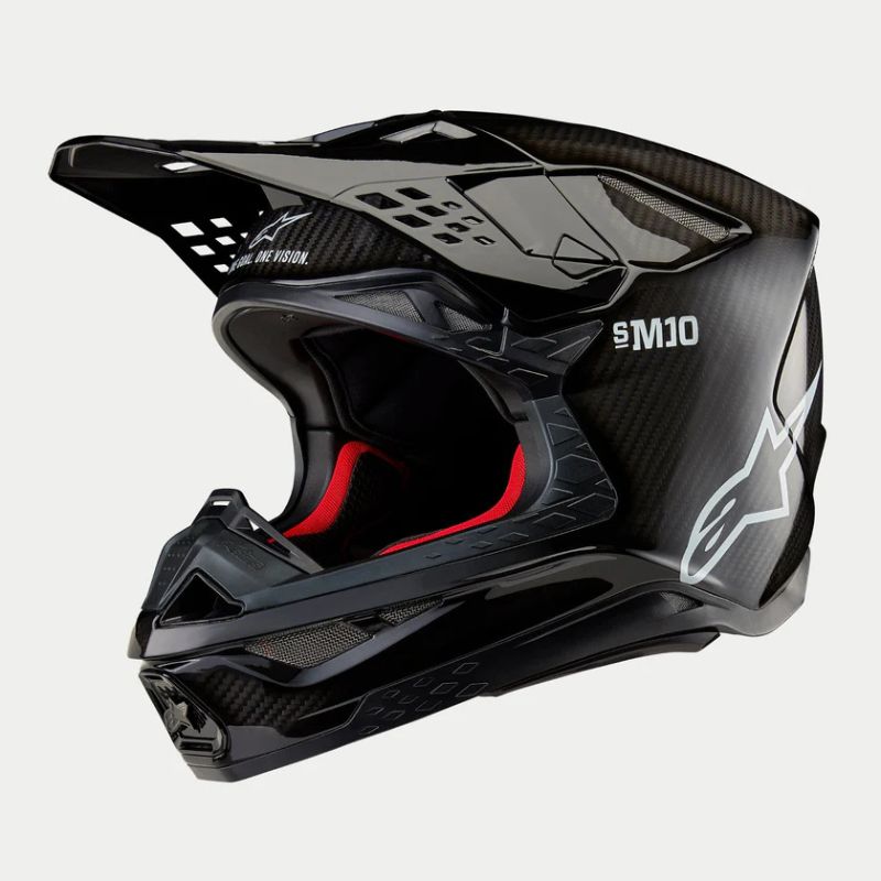 CASCO ALPINESTAR SUPERTECH S-M10 SOLID BLACK GLOSSY CARBON