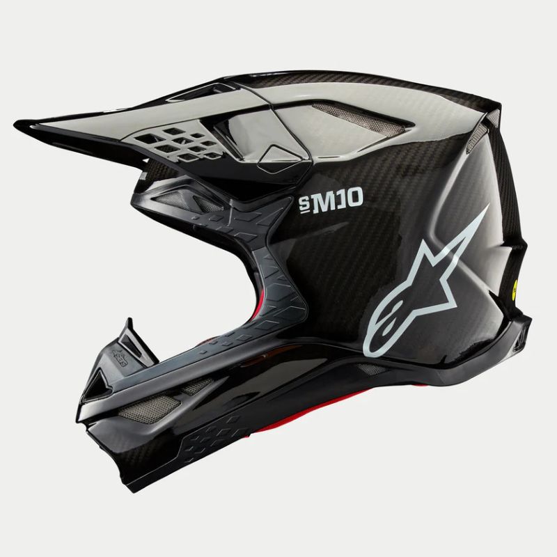 CASCO ALPINESTAR SUPERTECH S-M10 SOLID BLACK GLOSSY CARBON