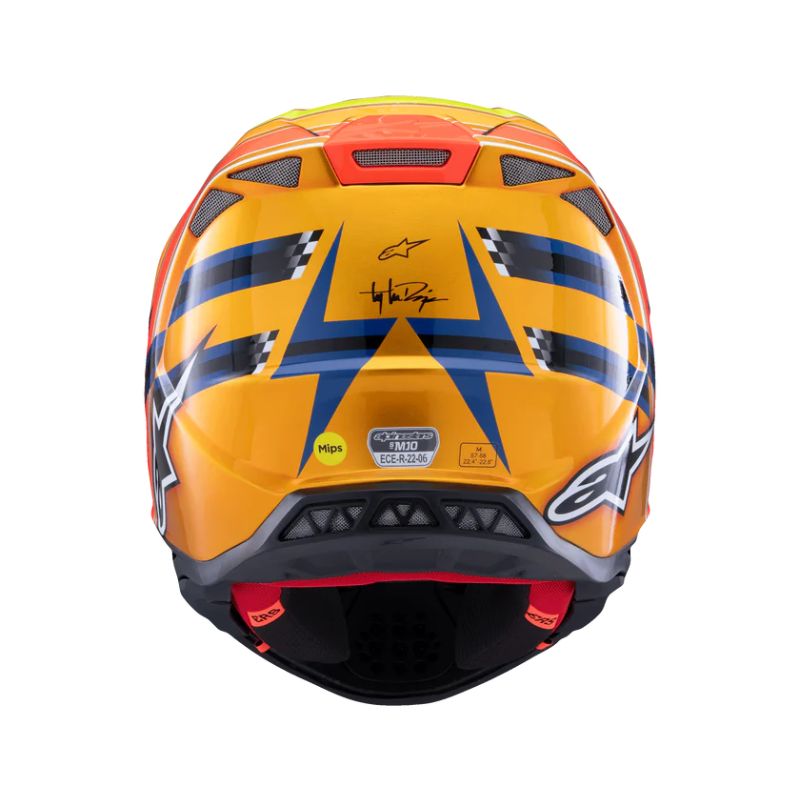CASCO ALPINESTAR SUPERTECH S-M10 TLD EDITION 25 ECE 22.06 DARK BLUE ORG YLW FLUO RED GLOSSY
