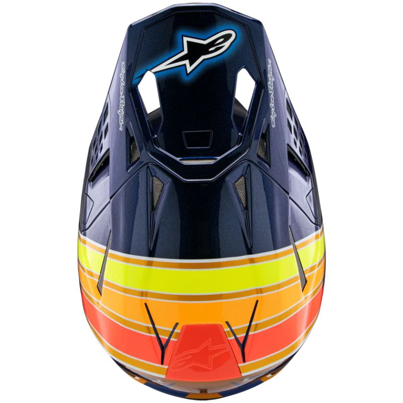 CASCO ALPINESTAR SUPERTECH S-M10 TLD EDITION 25 ECE 22.06 DARK BLUE ORG YLW FLUO RED GLOSSY
