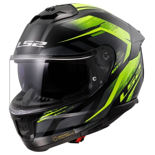 CASCO LS2 FF808 STREAM II FURY BLACK HI-VIS YELLOW