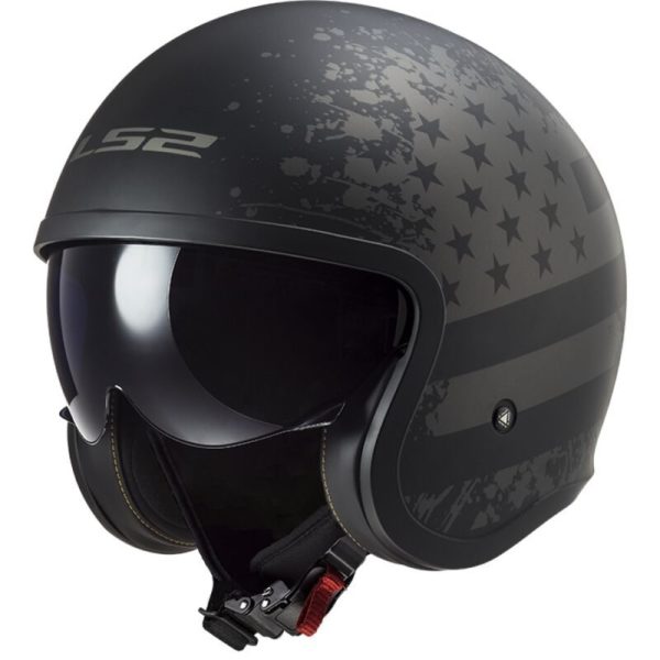 CASCO LS2 OF599 SPITFIRE II MATT BLACK FLAG-06