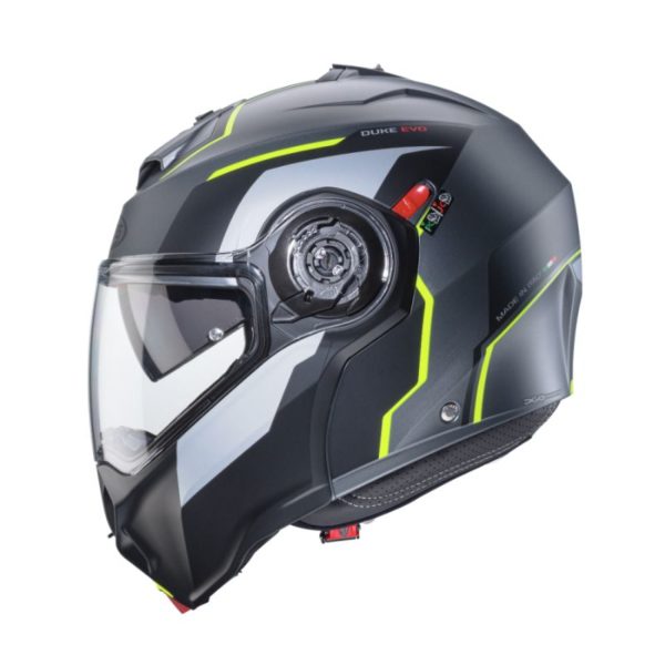 CASCO MODULAR CABERG DUKE EVO MOVE MATT GUN METAL/BLACK/YELLOW FLUO