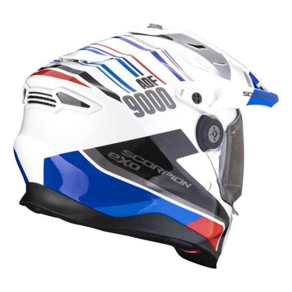 Casco Scorpion ADF-9000 AIR DESERT Blanco Azul Rojo