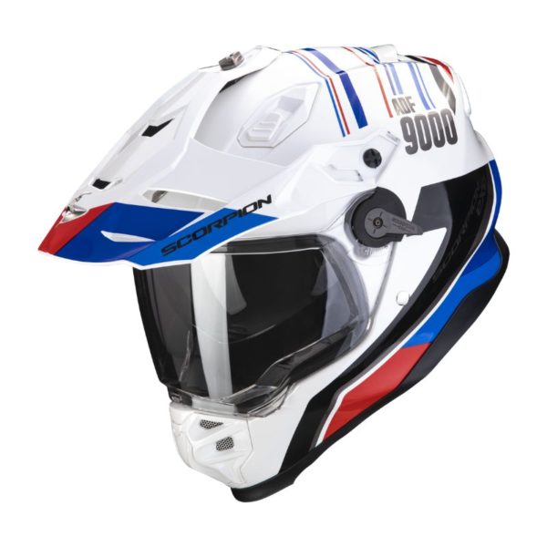 Casco Scorpion ADF-9000 AIR DESERT Blanco Azul Rojo