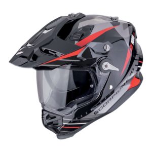 Casco Scorpion ADF-9000 AIR FEAT Black Silver Red