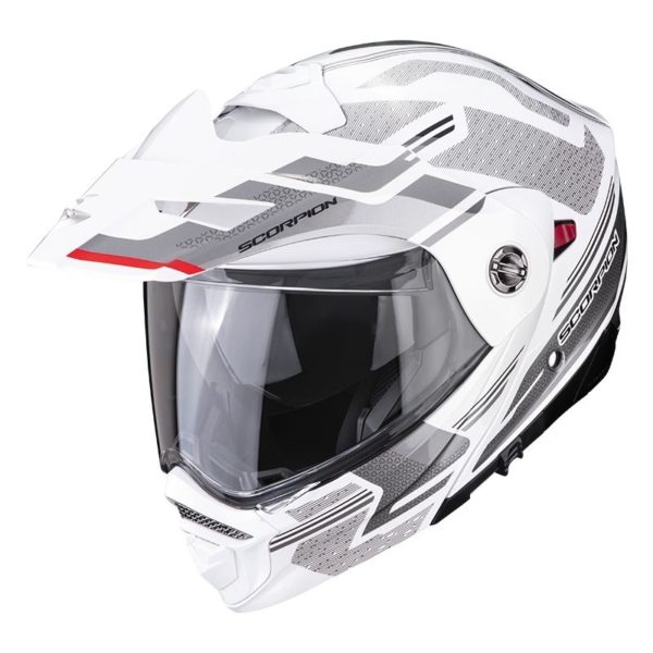 Casco Scorpion ADX-2 CARRERA Perla Blanco Plata