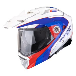 Casco Scorpion ADX-2  KAMPS Blanco-Rojo-Azul
