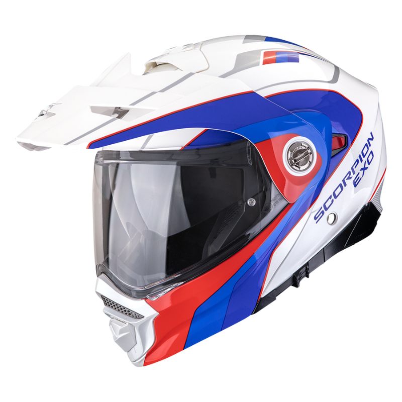 Casco Scorpion ADX-2  KAMPS Blanco-Rojo-Azul
