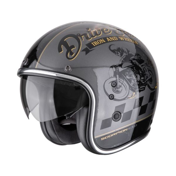 Casco Scorpion BELFAST EVO DRIVE FAST Silver Black Gold