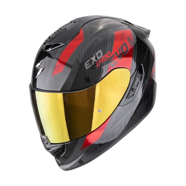 Casco Scorpion EXO-1400 EVO II CARBON AIR PLATTED Negro Rojo