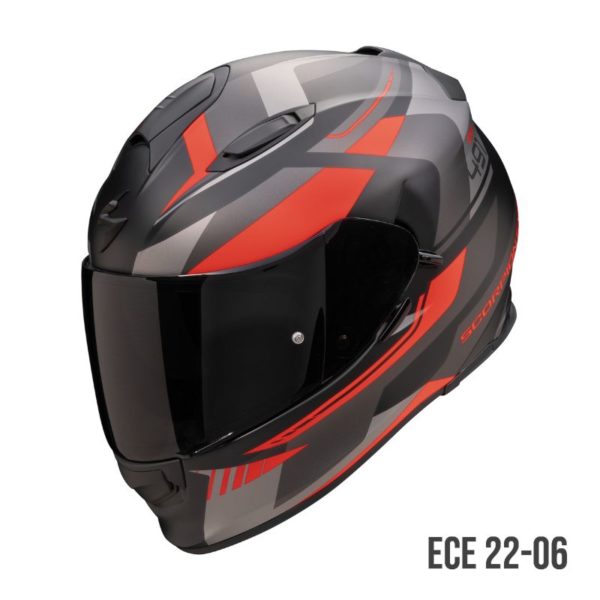 Casco Scorpion EXO-491 ABILIS Negro mate-Plata-Rojo