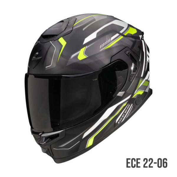 Casco Scorpion EXO-GT SP AIR AUGUSTA Negro mate-Gris- Amarillo neon