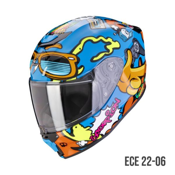 Casco Scorpion EXO-JNR AIR FUN Azul-Naranja