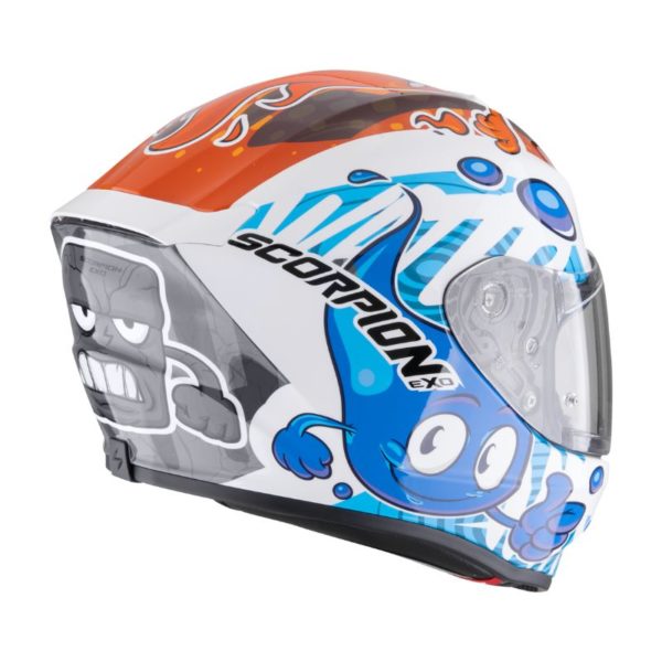 Casco Scorpion EXO-JNR AIR The4elements Blanco Azul Naranja