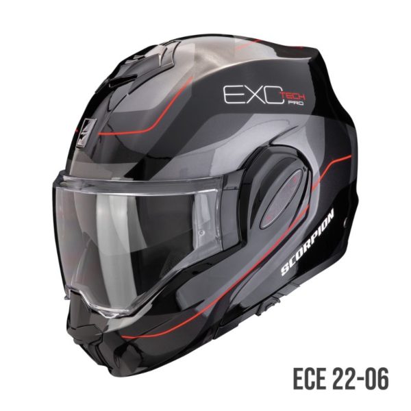 Casco Scorpion EXO-TECH EVO PRO COMMUTA Negro-Plata-Rojo