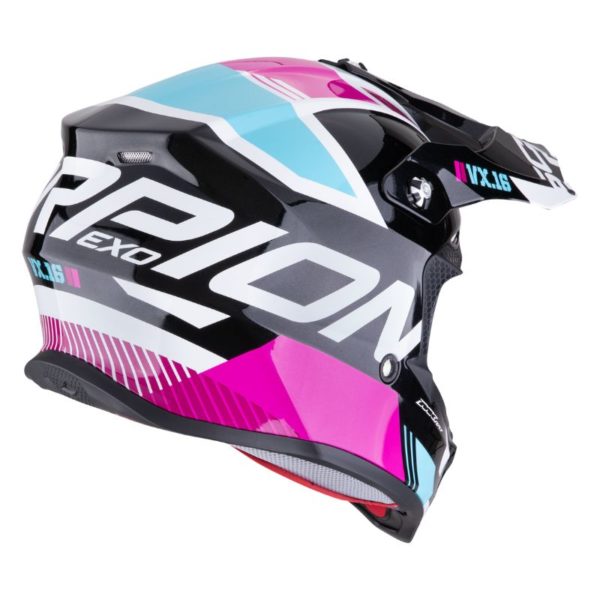 Casco Scorpion VX-16 EVO AIR ANALOG Metal Black Blue Pink