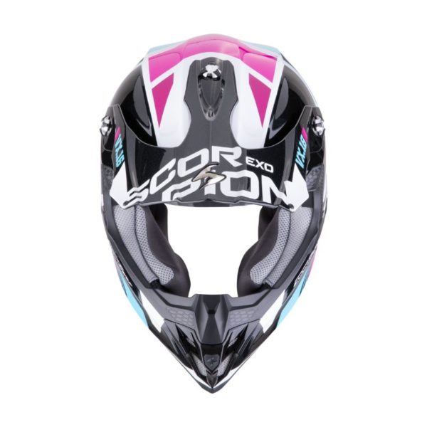 Casco Scorpion VX-16 EVO AIR ANALOG Metal Black Blue Pink