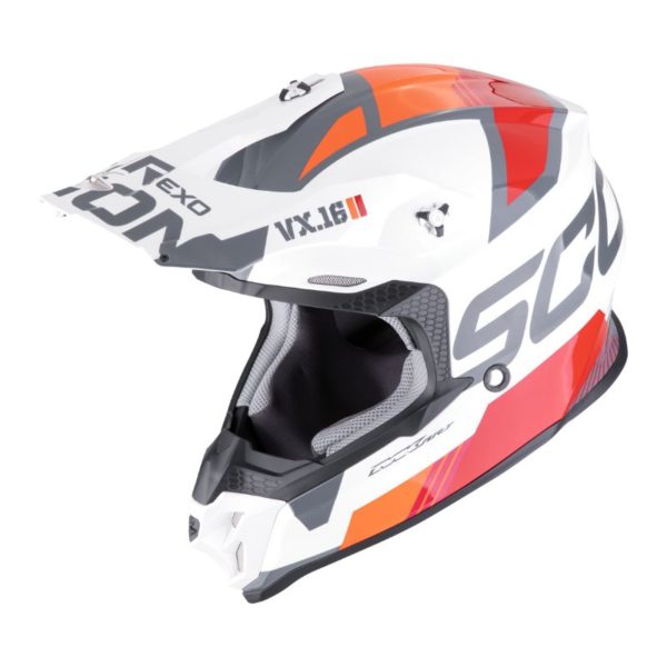 Casco Scorpion VX-16 EVO AIR ANALOG White Orange