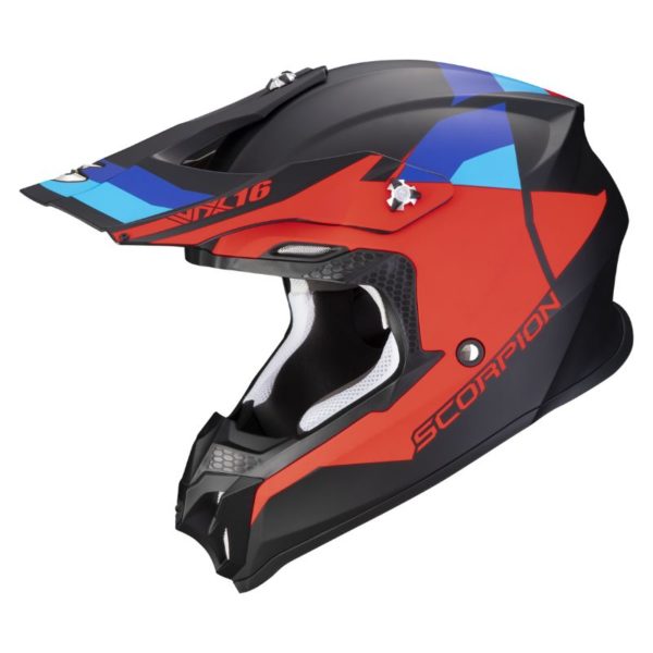 Casco Scorpion VX-16 EVO AIR SPECTRUM Negro mate Rojo Azul