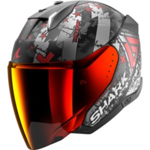 Casco Shark SKWAL i3 JET HELLCAT Mat Black Chrom Red