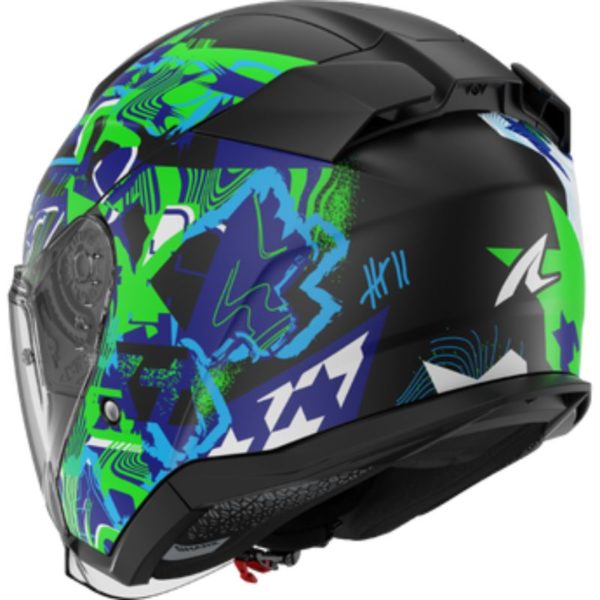 Casco Shark SKWAL JET PRANZ Mat Black Green Blue