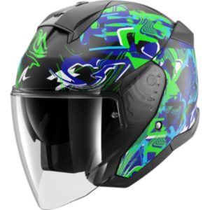 Casco Shark SKWAL JET PRANZ Mat Black Green Blue