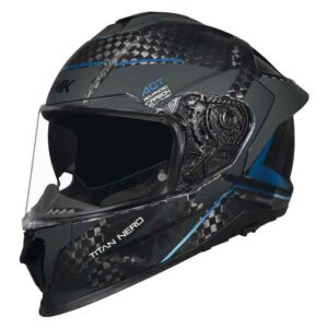 CASCO SMK TITAN CARBON NERO DECORADO BRILLO CROMADO (GL256)