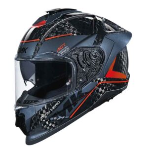 CASCO SMK TITAN CARBON NERO DECORADO BRILLO CROMADO (GL263)