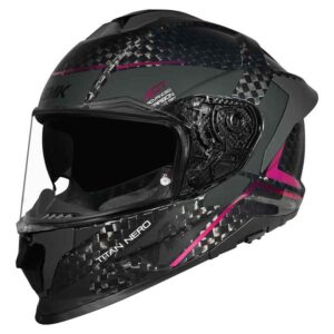 CASCO SMK TITAN CARBON NERO DECORADO BRILLO CROMADO (GL269)