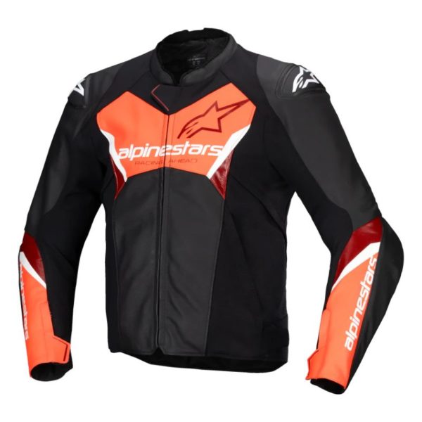 Chaqueta Alpinestars FASTER V3 LEATHER BLACK RED FLUO