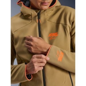 CHAQUETA ALPINESTARS IMPERMEABLE AEROSHELL DARK KHAKI BLACK ORANGE FLUO