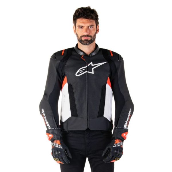 Chaqueta Alpinestars MISSILE V3 AIRFLOW LEATHER BLACK WHITE RED FLUO