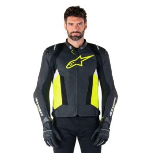 Chaqueta Alpinestars MISSILE V3 AIRFLOW LEATHER BLACK YELLOW FLUO WHITE