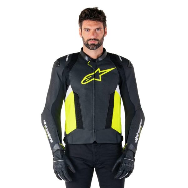 Chaqueta Alpinestars MISSILE V3 AIRFLOW LEATHER BLACK YELLOW FLUO WHITE