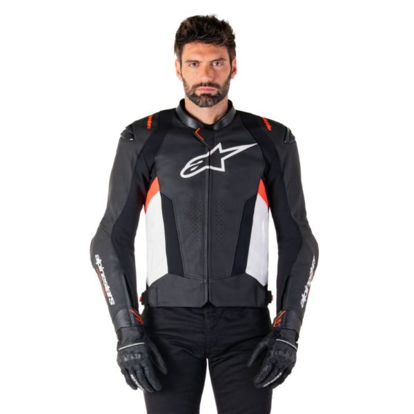 Chaqueta Alpinestars MISSILE V3 LEATHER BLACK WHITE RED FLUO