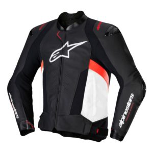 Chaqueta Alpinestars MISSILE V3 LEATHER BLACK WHITE RED FLUO