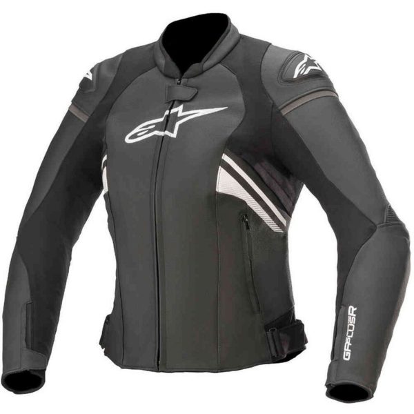 Chaqueta Alpinestars Stella GP PLUS R V3 de piel negra blanca