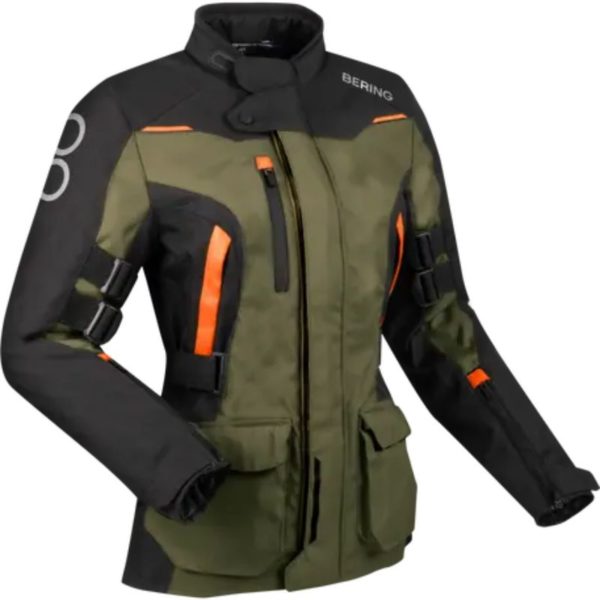 CHAQUETA BERING LADY ZEPHYR NEGRO CAQUI NARANJA