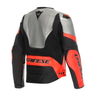 Chaqueta Dainese RACING 5 LEATHER SILVER BLACK RED-FLUO