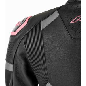 Chaqueta de piel RST S1 D3O mujer negro rosa