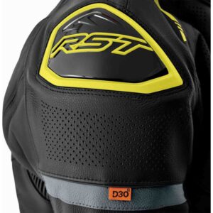 Chaqueta de piel RST S1 D3O negro amarillo neón
