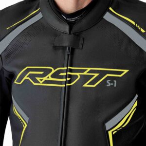 Chaqueta de piel RST S1 D3O negro amarillo neón