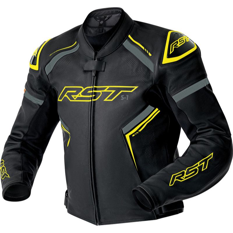 Chaqueta de piel RST S1 D3O negro amarillo neón