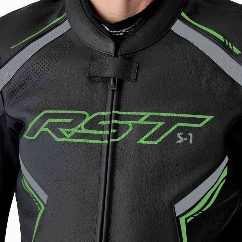 Chaqueta de piel RST S1 D3O negro verde neón